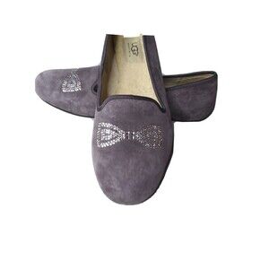 UGG Alloway Shoes Women's 9.5  Crystal Bow Flats Purple Suede